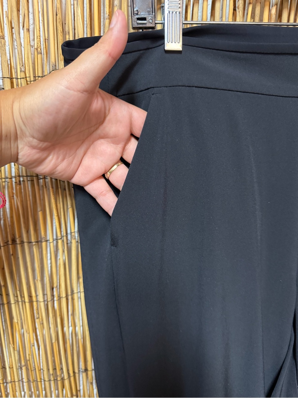 Athleta Black Wide Leg Travel Pants Size 12 – Lightweight Zip Detail - Picture 5 of 14